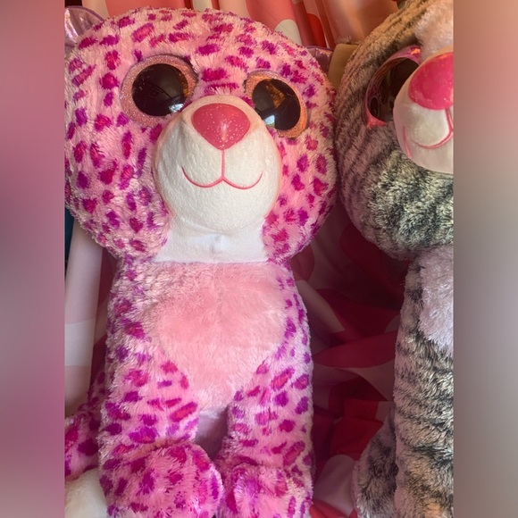TY bundle of 2 Large 20” Kiki the Cat & Glamour the Leopard hard plushies - Picture 2 of 10